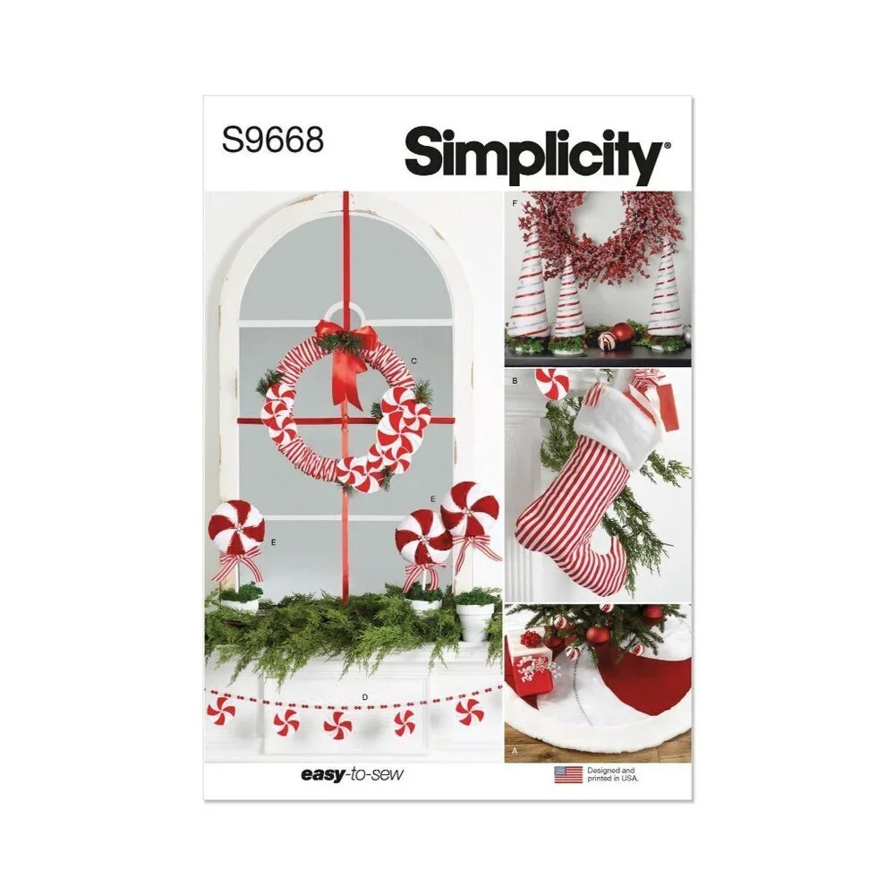 Simplicity Sewing Pattern 9668 11655 Christmas Tree Skirt Stocking Wreath